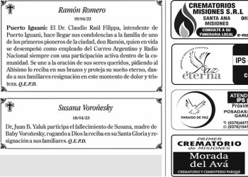 Fúnebres del Jueves 20 de Abril de 2023