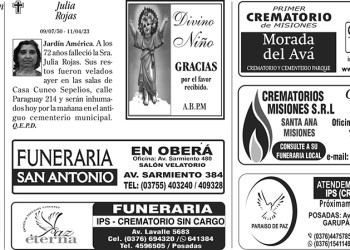 Fúnebres del miércoles 12 de abril de 2023