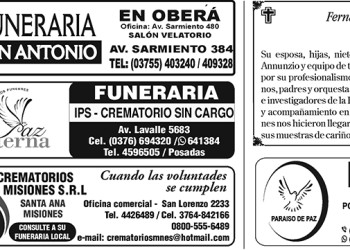 Fúnebres del domingo 9 de abril de 2023