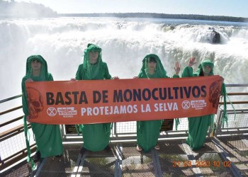 Grupo de activistas realizó una protesta pacífica en Cataratas