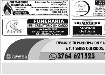 Fúnebres del Jueves 11 de Mayo de 2023