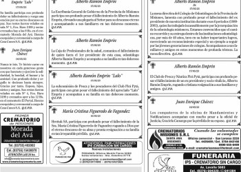 Fúnebres del Jueves 18 de Mayo de 2023