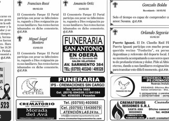 Fúnebres del Martes 16 de Mayo de 2023