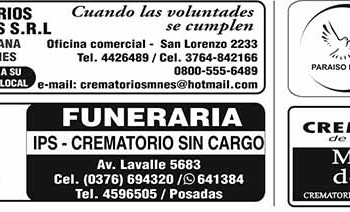 Fúnebres del Miércoles 10 de mayo de 2023