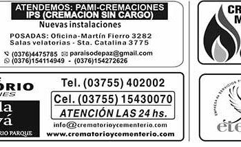 Fúnebres del Viernes 26 de Mayo de 2023