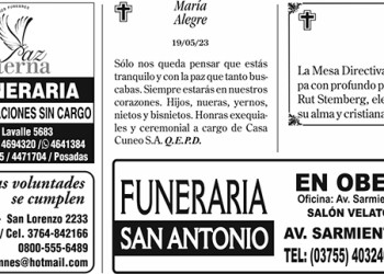 Fúnebres del domingo 21 de mayo de 2023