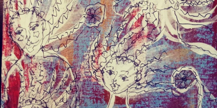 “El creador y el espectador, viven lo no realizado más allá de lo visible”. Acrílico realizado por Marta Collazo.