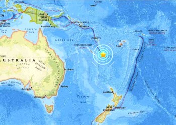Sismo de magnitud 7,1 sacude el océano Pacífico al este de Nueva Caledonia