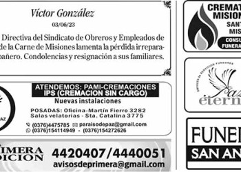 Fúnebres del Domingo 4 de Junio de 2023