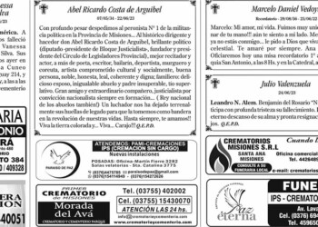 Fúnebres del Domingo 25 de Junio de 2023