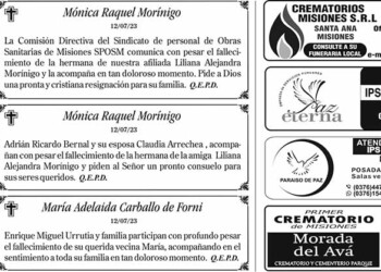 Fúnebres del Jueves 13 de Julio de 2023