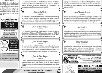 Fúnebres del Martes 4 de Julio de 2023