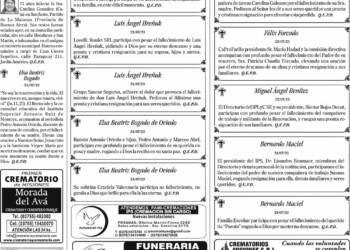 Fúnebres del Martes 25 de Julio de 2023