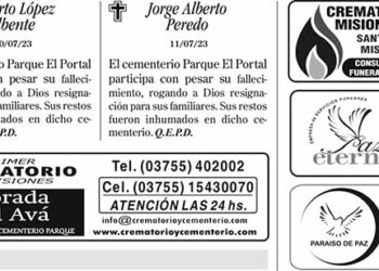 Fúnebres del Viernes 14 de Julio de 2023