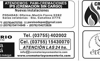 Fúnebres del Domingo 6 de Agosto de 2023