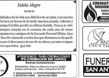 Fúnebres del Domingo 27 de Agosto de 2023