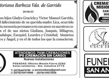 Fúnebres del Jueves 24 de Agosto de 2023