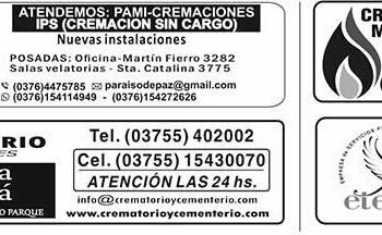 Fúnebres del Lunes 28 de Agosto de 2023