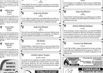 Fúnebres del Sábado 5 de Agosto de 2023