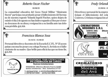 Fúnebres del Viernes 4 de Agosto de 2023