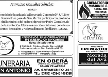 Fúnebres del Viernes 25 de Agosto de 2023