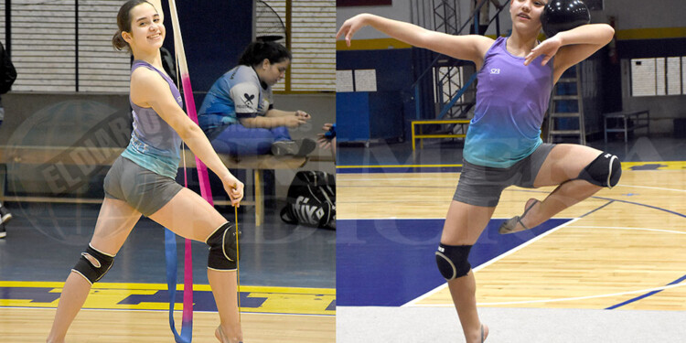 MUY COMPETITIVAS. Luana y Emma (derecha) ensayan sus rutinas en el club Mitre pensando en el Nacional de clubes y el selectivo.