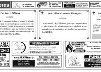 Fúnebres del lunes 7 de agosto de 2023