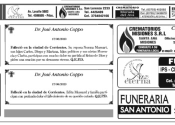 Fúnebres del martes 22 de agosto de 2023