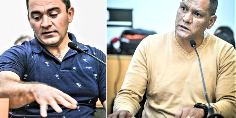 Emilio Broemser, el oficial que estaba al frente de la patrulla de la Brigada de la UR-X, y José María Bernal, suboficial y chofer del móvil de los investigadores el 14/02/2013. (Fotos/Gentileza M. Otaño - @mmo_marcos)