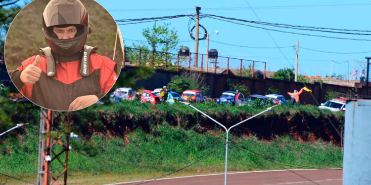 ANGUSTIA. El momento en que el auto de Grun fue imapactado por otro "fito" en la final de la Copa Fiat 1.4 (Fotos gentileza D.Rektor/Prensa FeMAD)