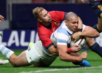 Con dos tries del misionero Martín Bogado, los Pumas golearon a España