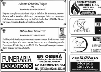 Fúnebres del Domingo 24 de Septiembre de 2023