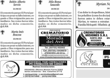 Fúnebres del Jueves 28 de Septiembre de 2023