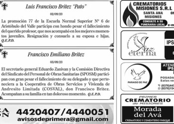 Fúnebres del Martes 5 de Septiembre de 2023