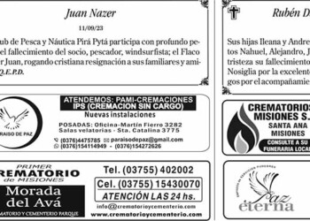 Fúnebres del Miércoles 13 de Septiembre de 2023