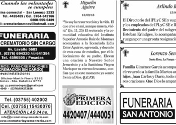 Fúnebres del domingo 17 de setiembre de 2023