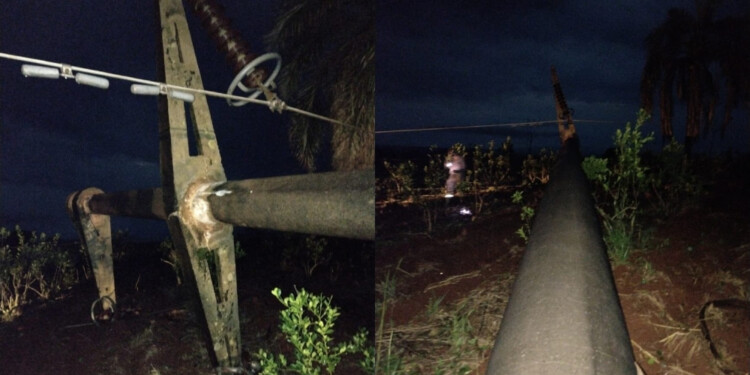 CAÍDA. La línea de 32 Kv Roca - Oberá dejó sin luz a toda la zona centro y parte de la zona sur de Misiones.