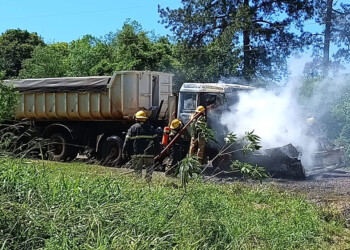 Bomberos sofocaron principio de incendio en un camión sobre la ruta 12