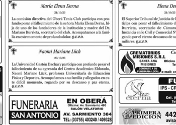 Fúnebres del Domingo 22 de Octubre de 2023