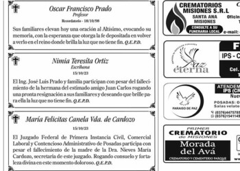 Funebres del Miércoles 18 de Octubre de 2023