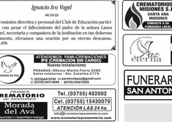 Fúnebres del Sábado 7 de Octubre de 2023