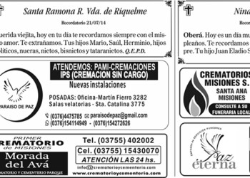 Fúnebres del domingo 15 de octubre de 2023