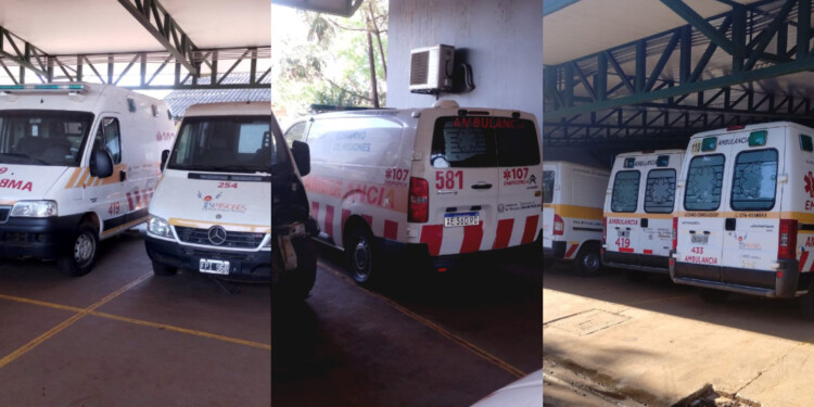 CEMENTERIO DE AMBULANCIAS. En la Red de Traslados están parados los móviles que deberían estar en la calle.