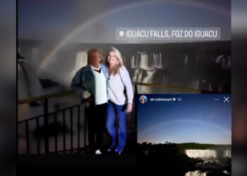 Rod Stewart visitó las Cataratas del Iguazú, después de sus shows en Brasil