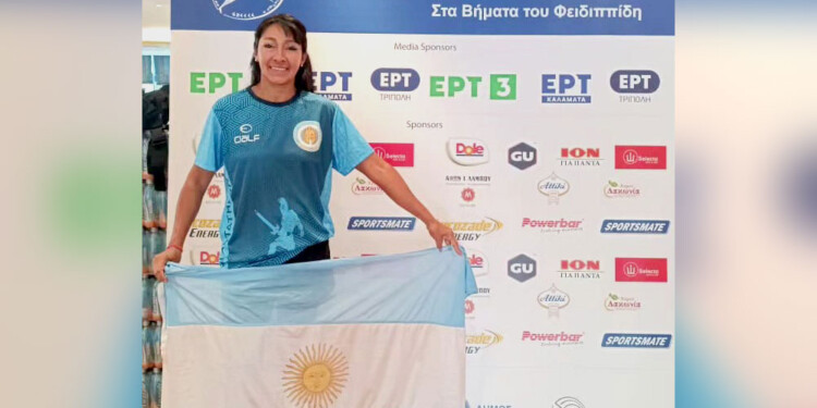 ORGULLO CELESTE Y BLANCO. La misionera volvió a ser protagonista. (gentileza C.Reble).