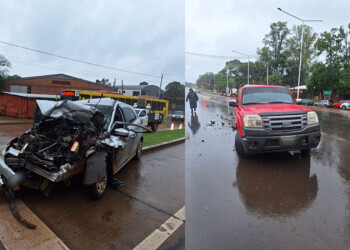 Un conductor resultó herido tras choque entre una camioneta y un auto frente al Mercado Central