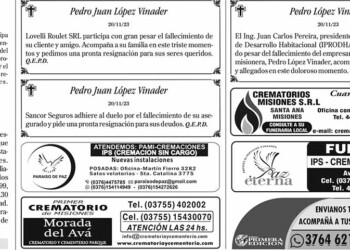 Fúnebres del Jueves 23 de Noviembre de 2023