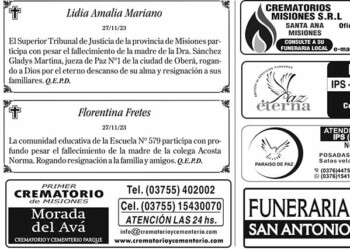 Fúnebres del Miércoles 29 de Noviembre de 2023