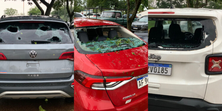 DAÑOS SEVEROS. Autos estacionados en el Aeropuerto de Posadas fueron "cascoteados" esta mañana.