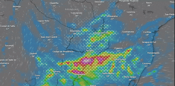 Continúan las alertas roja y naranja por tormentas en Misiones